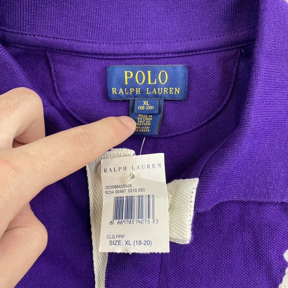 Polo Ralph Lauren Purple Big Pony Polo Shirt NWT Youth XL (Fits Women's XS-S) - Picture 3 of 9